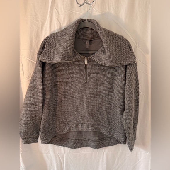 Sweaty Betty Ribbed Half Zip Sweater - Gray - Organic Cotton - US Size 4/Small - Picture 5 of 10